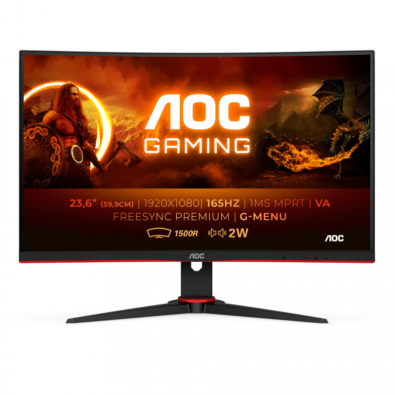 AOC G2 C24G2AE BK écran plat de PC 59,9 cm (23.6") 1920 x 1080 pixels Full HD LED Noir, Rouge